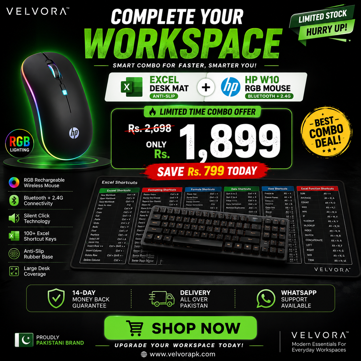 Combo Offer RGB Mouse + Excel Desk Mat
