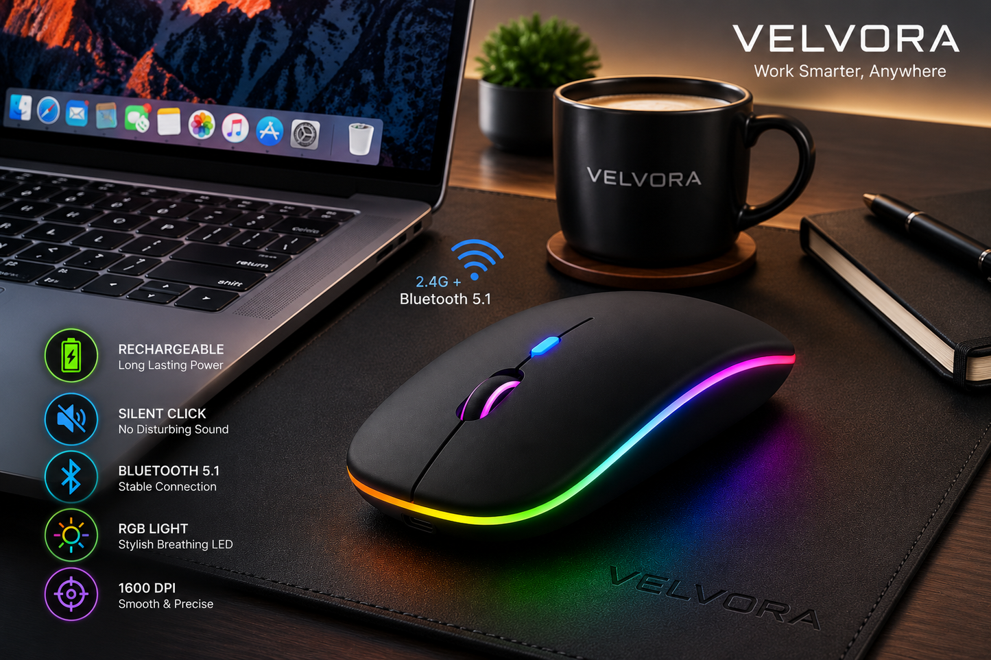 Combo Offer RGB Mouse + Excel Desk Mat
