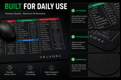 Anti Slip Desk Mat With Excel, Auto cad & Photoshop Shortcut keys